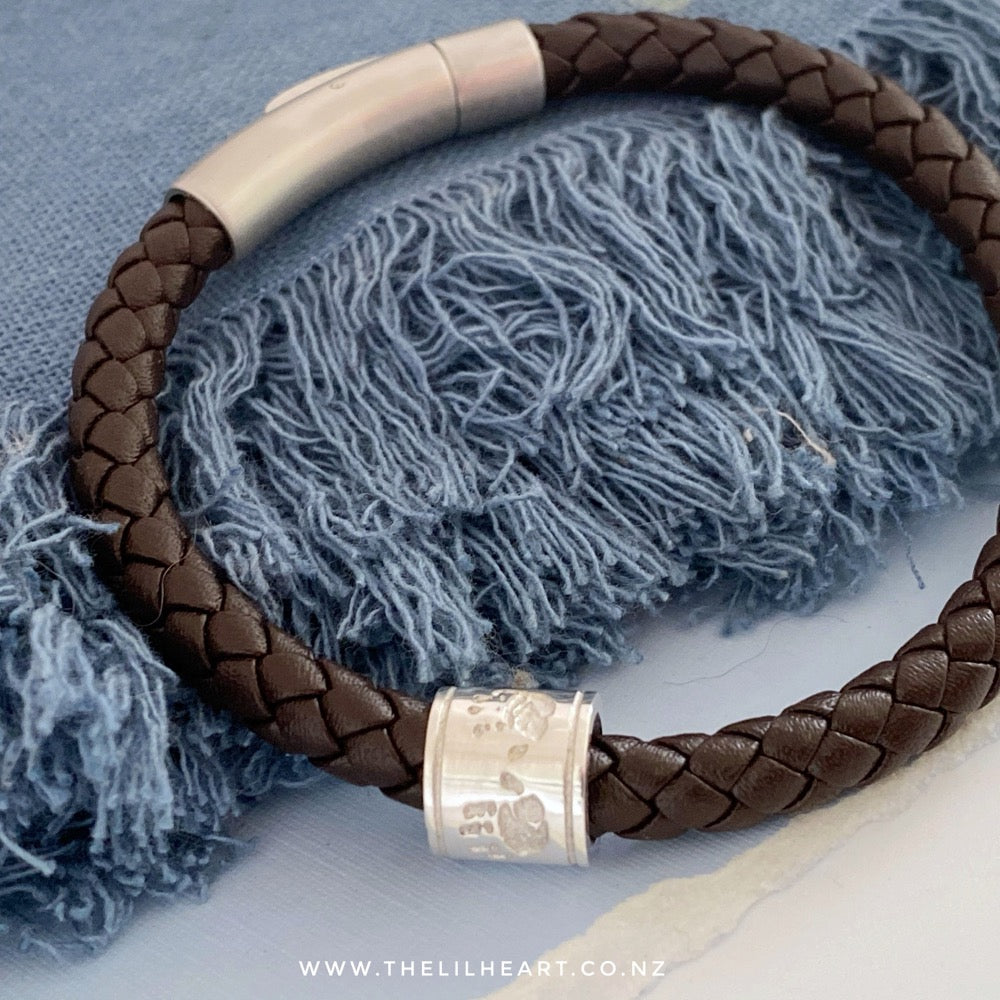 Men's Personalised Leather Cord Initial Bracelet