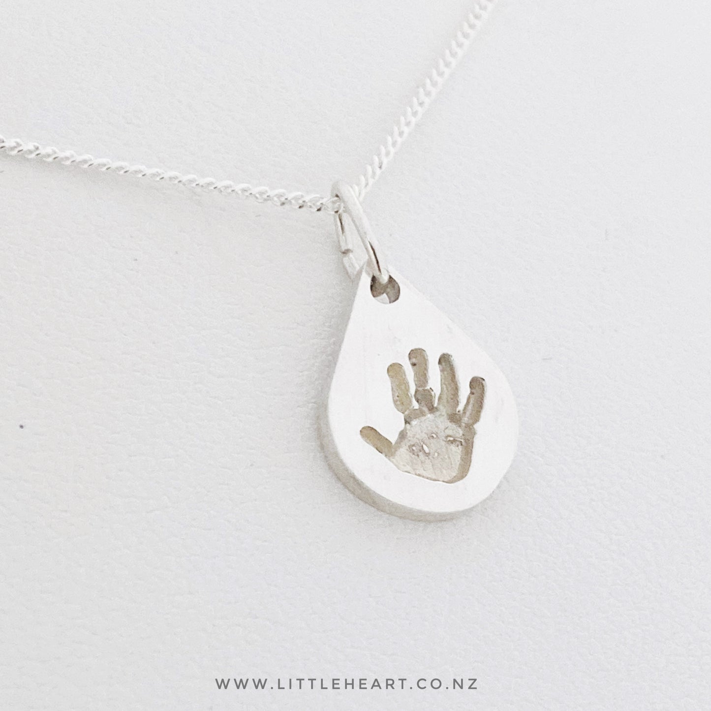 Mini Droplet pendant, nz made handprint jewellery