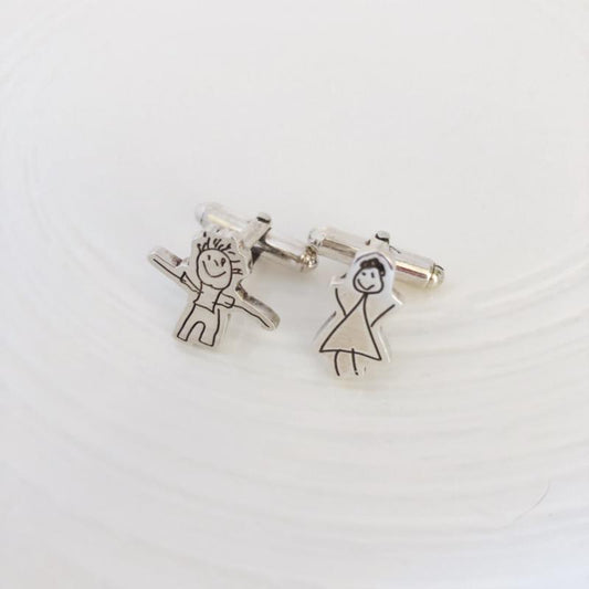 Cufflinks designed from your drawings kids artwork