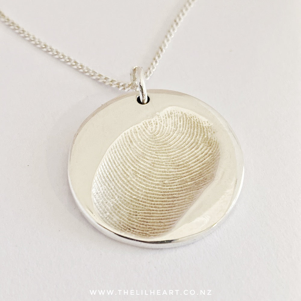 large round fingerprint pendant New Zealand made pendant necklace