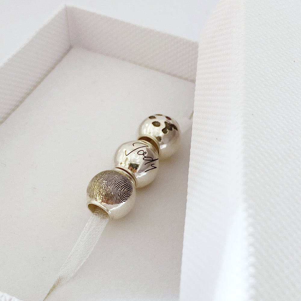 fingerprint Pandora sized bracelet charms nz made handmade gold and sterling silver